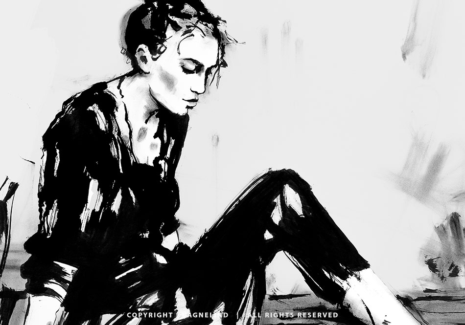 Art print EDGE OF QUIET by Vagnelind, a modern female portrait