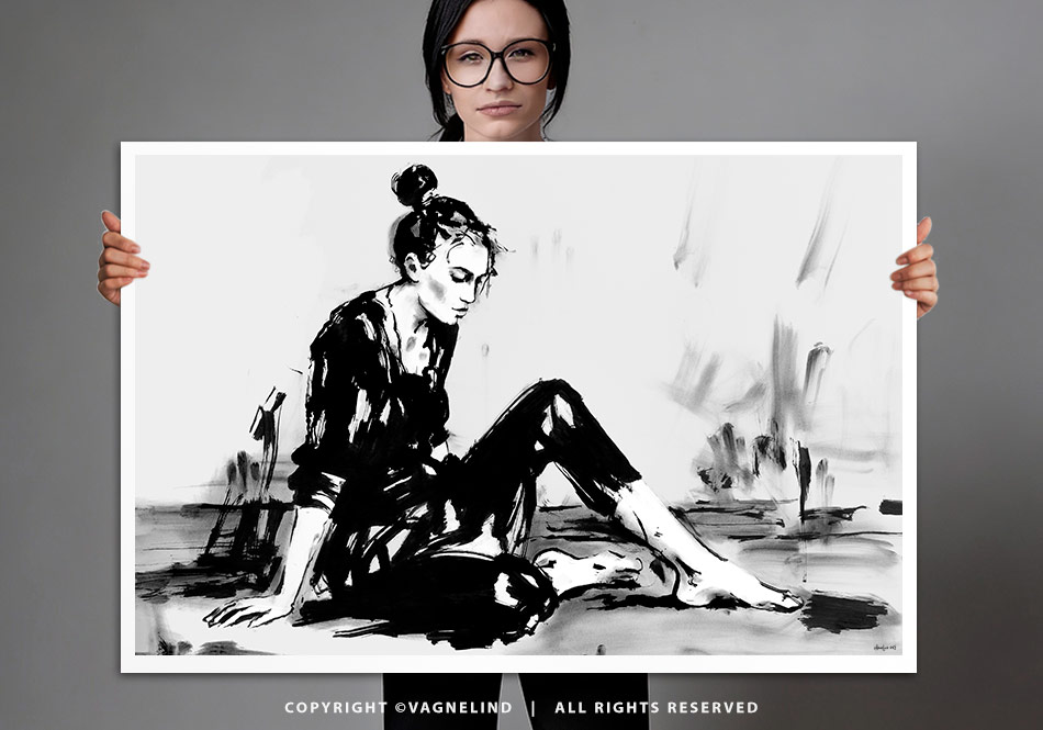 Art print EDGE OF QUIET by Vagnelind, a modern female portrait