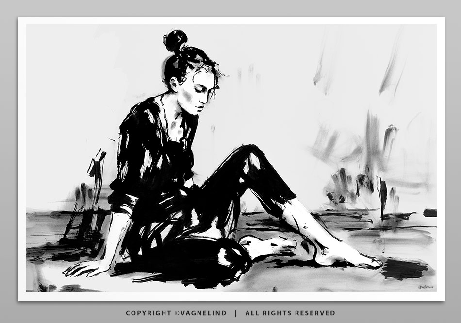 Art print EDGE OF QUIET by Vagnelind, a modern female portrait