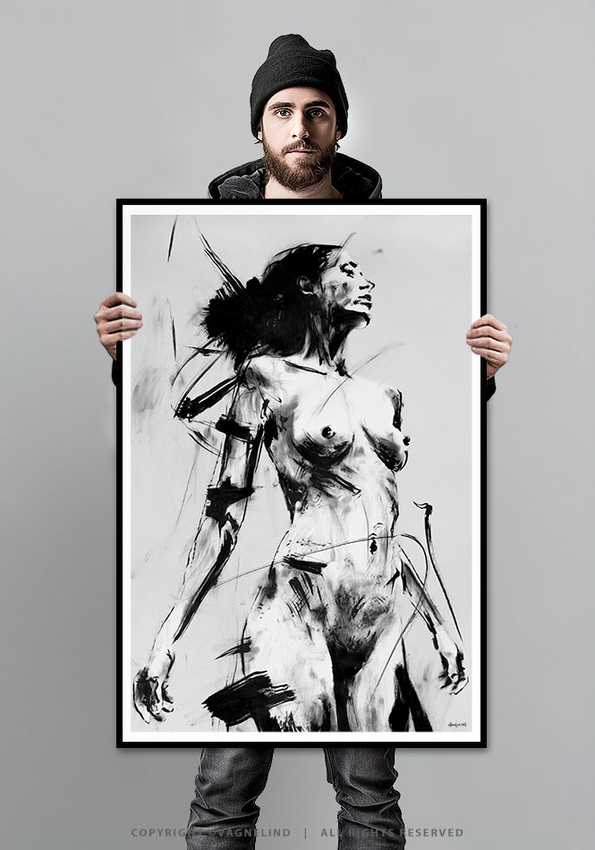 Art print GROUNDED by Vagnelind, a modern female portrait