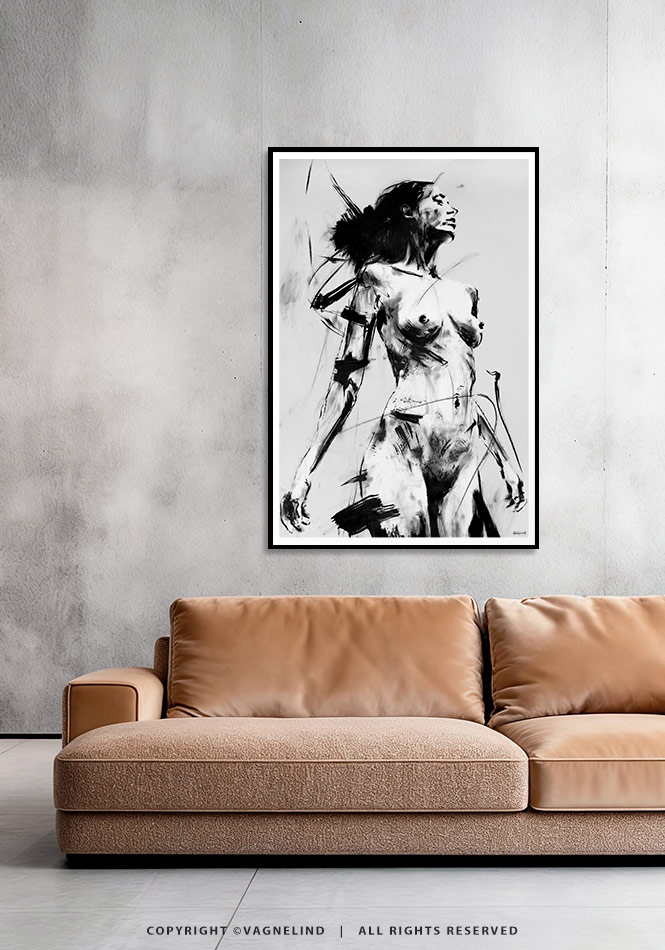 Art print GROUNDED by Vagnelind, a modern female portrait