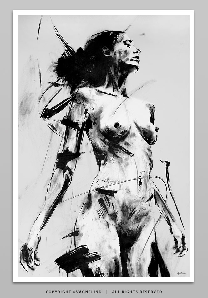 Art print GROUNDED by Vagnelind, a modern female portrait