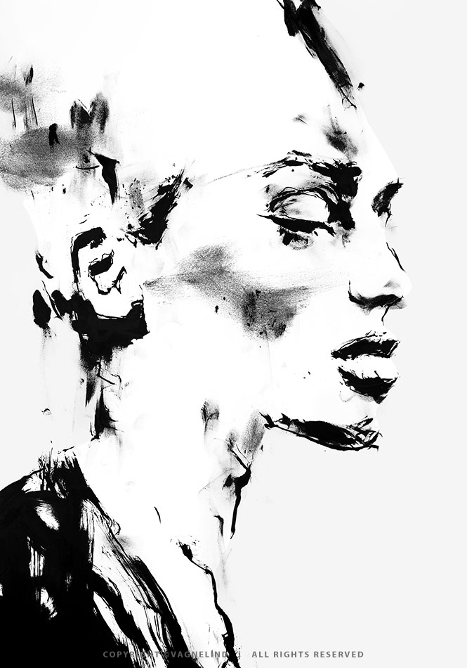 Art print MONAMI by Vagnelind, a modern female portrait