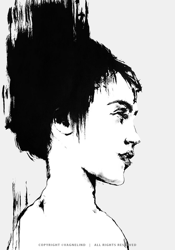 Art print NO ANGEL by Vagnelind, a modern female portrait