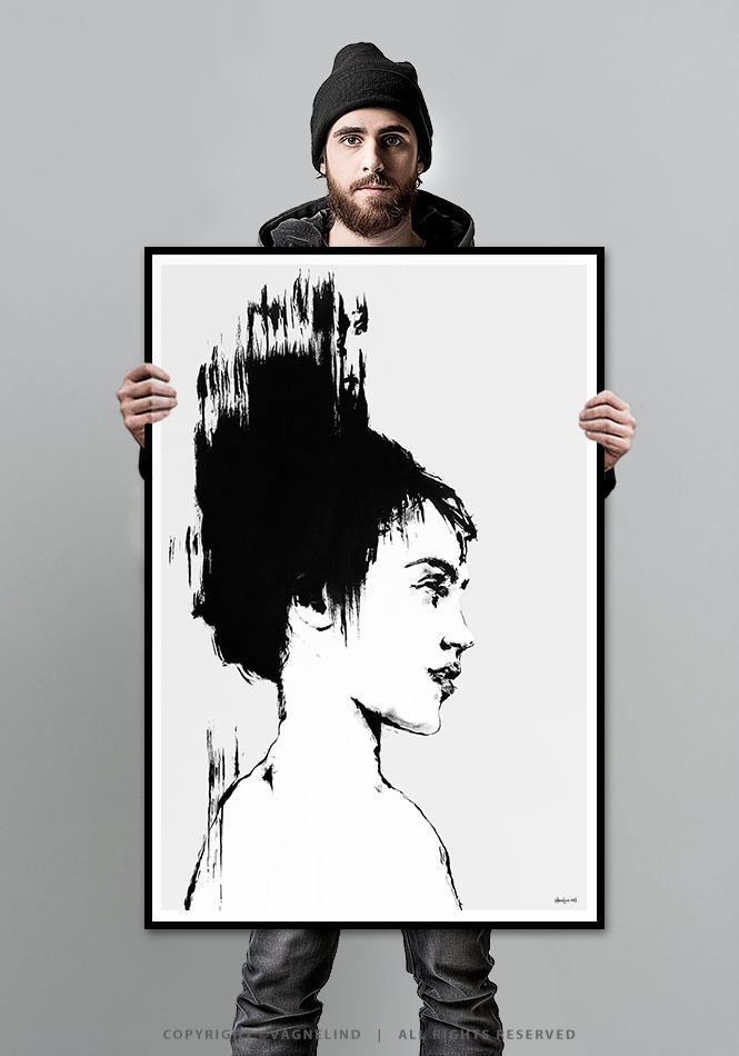 Art print NO ANGEL by Vagnelind, a modern female portrait