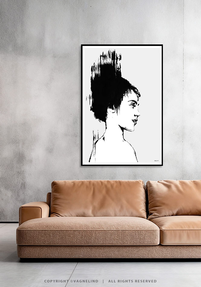 Art print NO ANGEL by Vagnelind, a modern female portrait