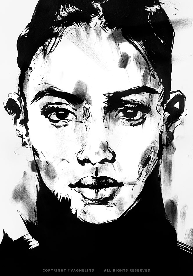 Art print PHENOMENA by Vagnelind, a modern female portrait