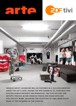 Swedish artist Vagnelind featured in an Arte TV documentary, working in her studio.