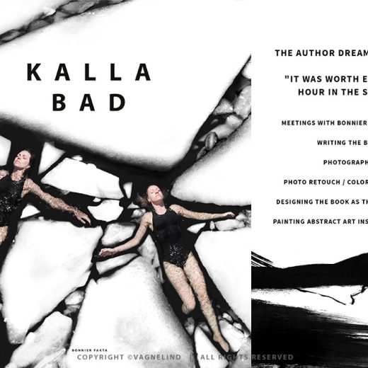 Cold water swimming in Sweden, photographed by Vagnelind for the book KALLA BAD, showing a woman entering icy water.