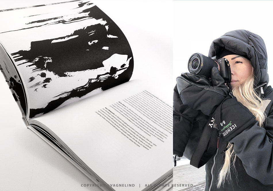 Cold water swimming in Sweden, photographed by Vagnelind for the book KALLA BAD, showing a woman entering icy water.