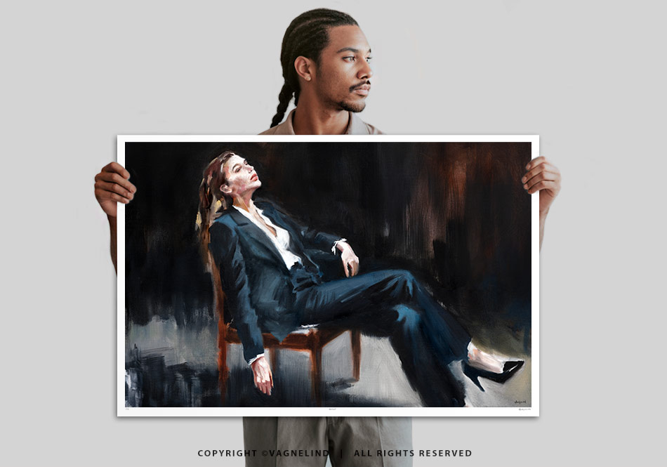 Limited Fine Art Edition OBLIQUE EDGE by Vagnelind, a modern female portrait.