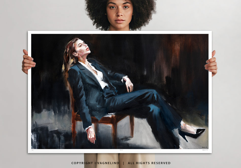 Limited Fine Art Edition OBLIQUE EDGE by Vagnelind, a modern female portrait.