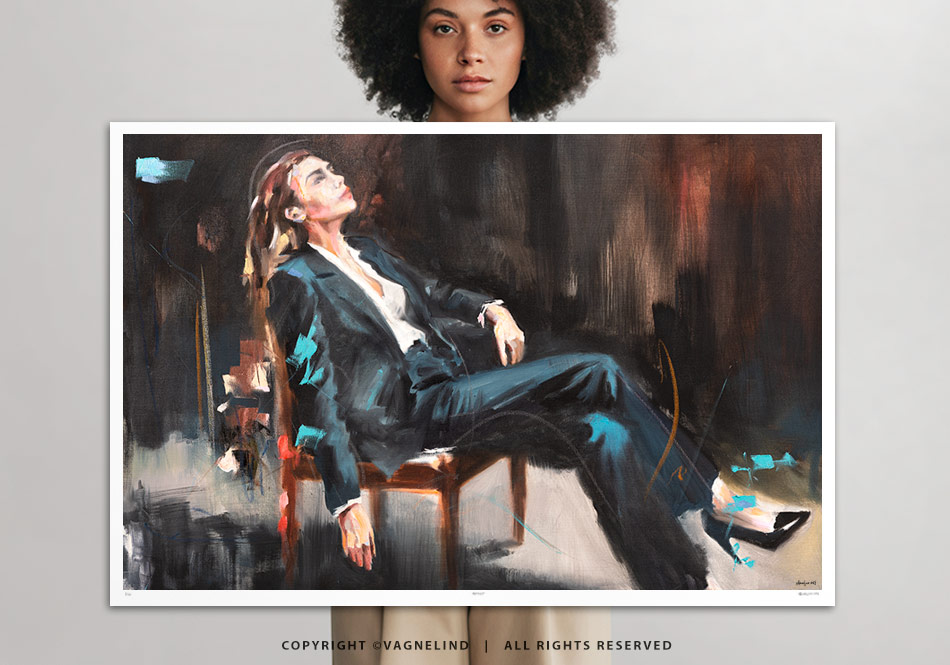 Limited Fine Art Edition OBLIQUE EDGE by Vagnelind, a modern female portrait.
