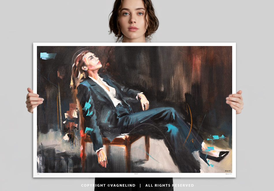 Limited Fine Art Edition OBLIQUE EDGE by Vagnelind, a modern female portrait.