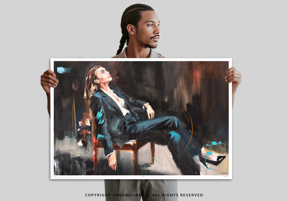 Limited Fine Art Edition OBLIQUE EDGE by Vagnelind, a modern female portrait.