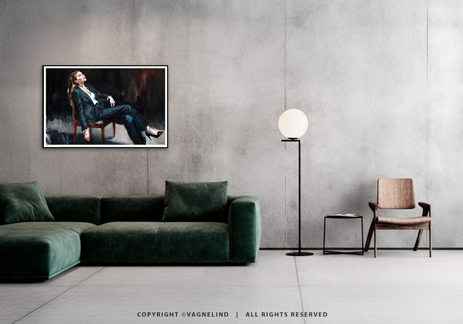 Limited Fine Art Edition OBLIQUE EDGE by Vagnelind, a modern female portrait.