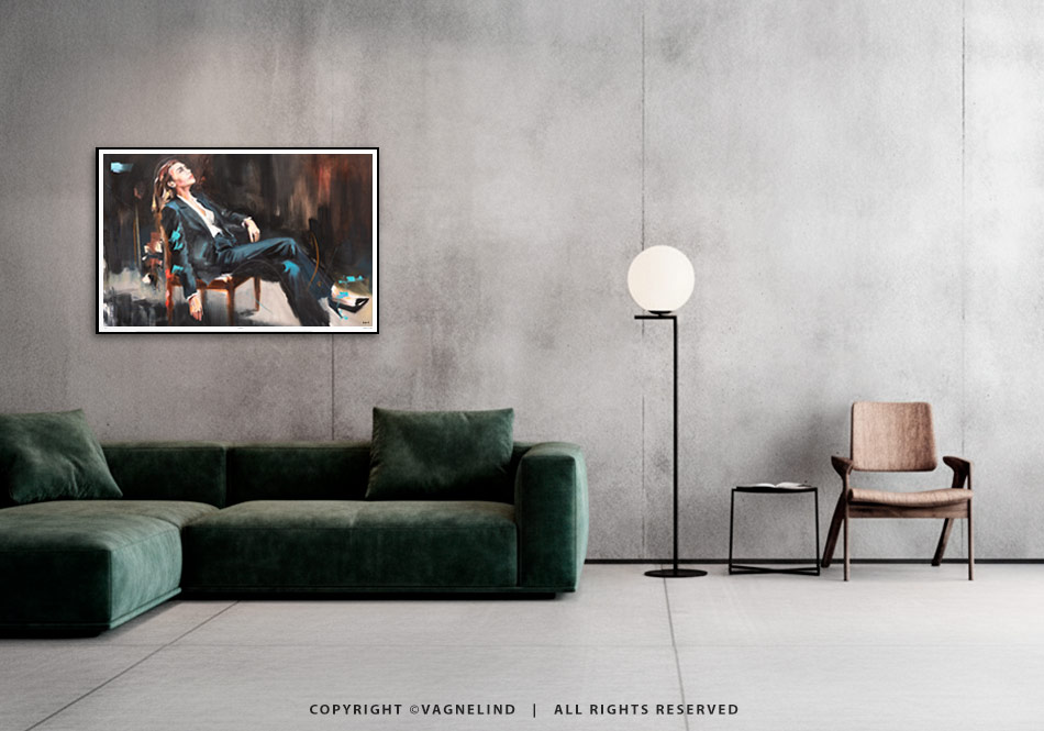 Limited Fine Art Edition OBLIQUE EDGE by Vagnelind, a modern female portrait.