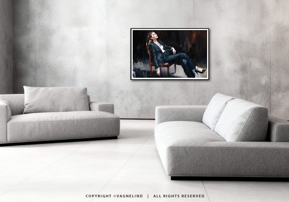 Limited Fine Art Edition OBLIQUE EDGE by Vagnelind, a modern female portrait.