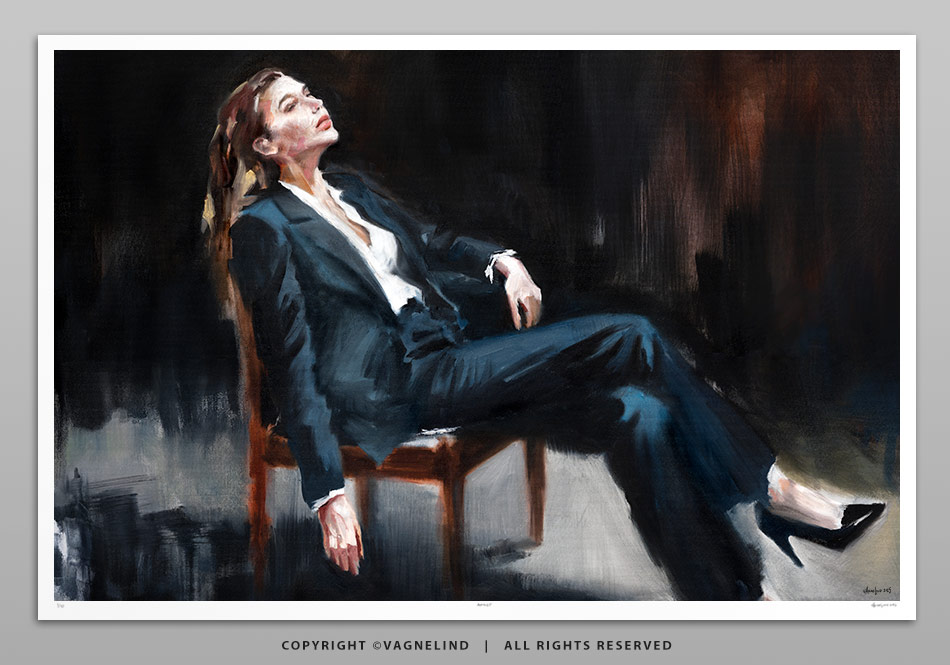 Limited Fine Art Edition OBLIQUE EDGE by Vagnelind, a modern female portrait.