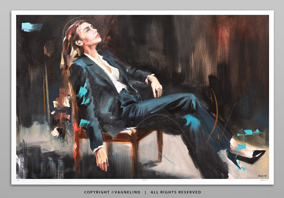 Limited Fine Art Edition OBLIQUE EDGE by Vagnelind, a modern female portrait.