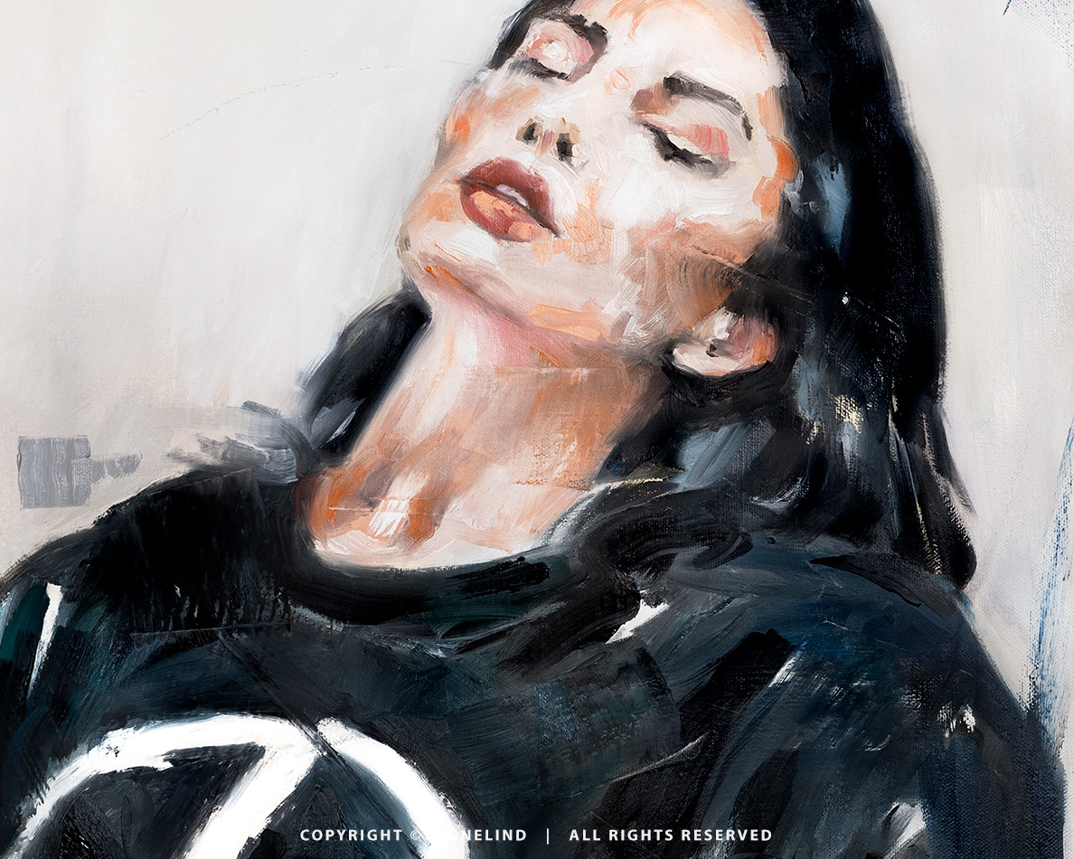 Original oil painting ALOÉ by Vagnelind, a modern female portrait.