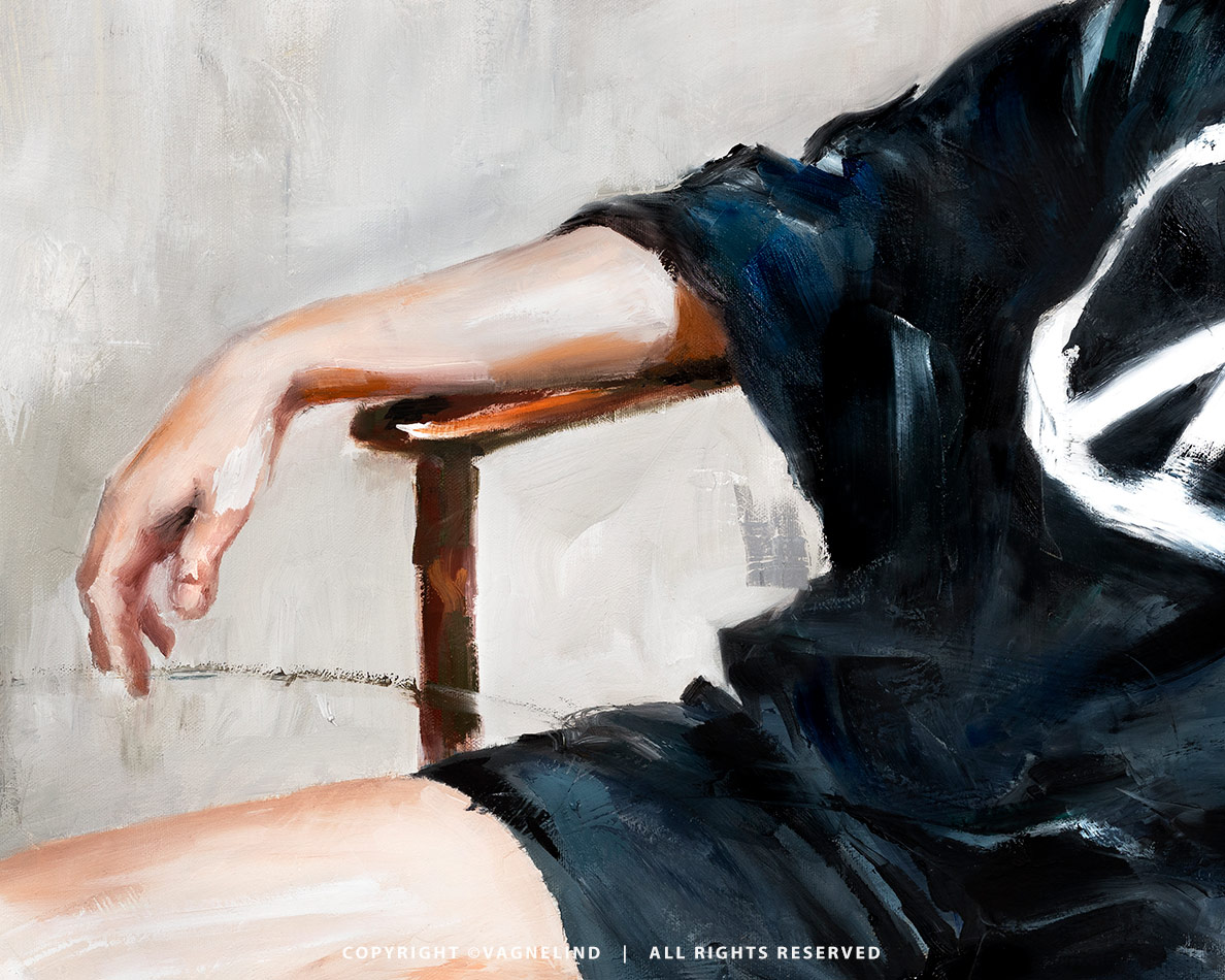 Original oil painting ALOÉ by Vagnelind, a modern female portrait.