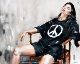 Original oil painting ALOÉ by Vagnelind, a modern female portrait.
