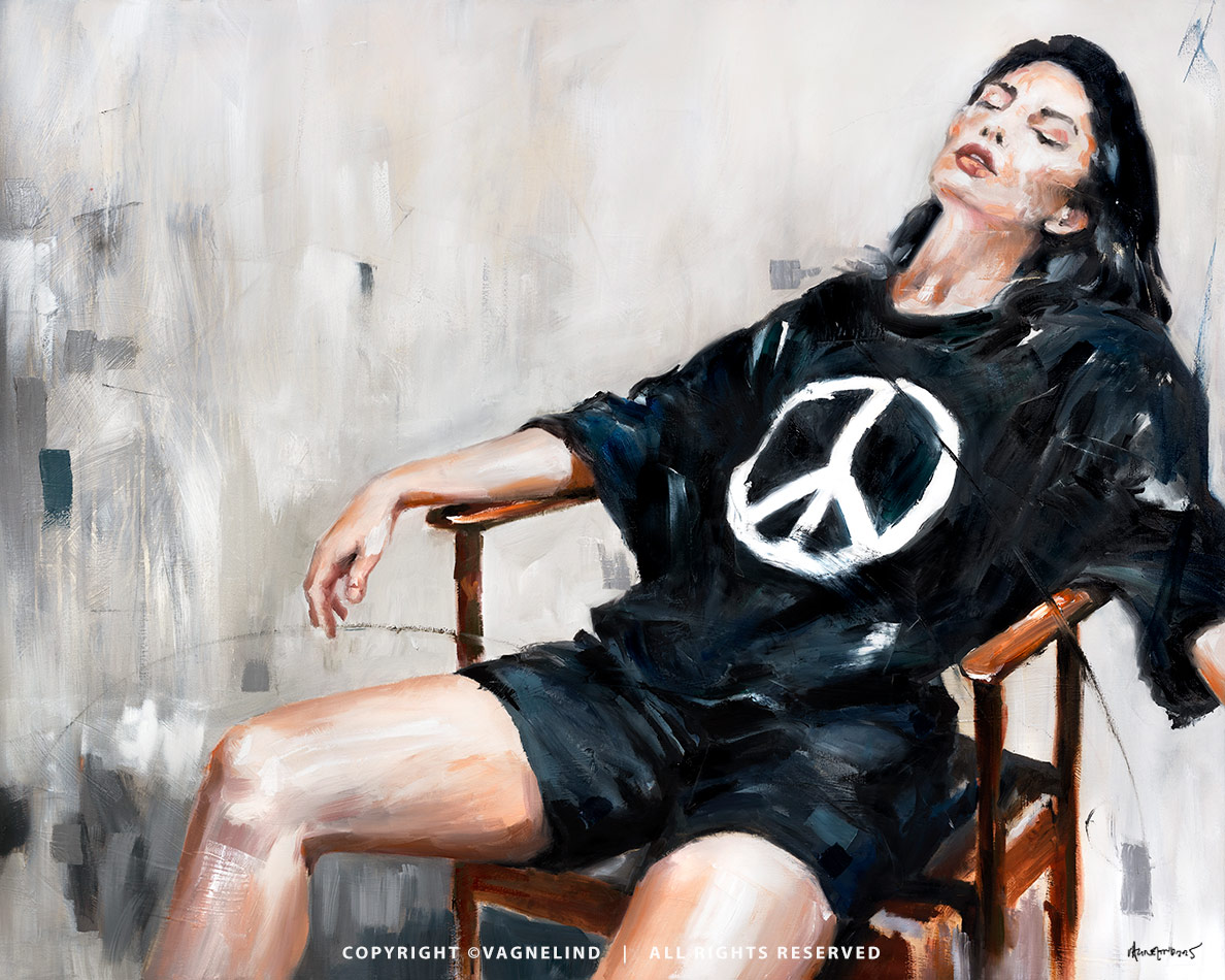 Original oil painting ALOÉ by Vagnelind, a modern female portrait.