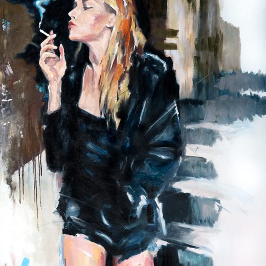 Original oil painting CONCRETE DIVA by Vagnelind, a modern female portrait.