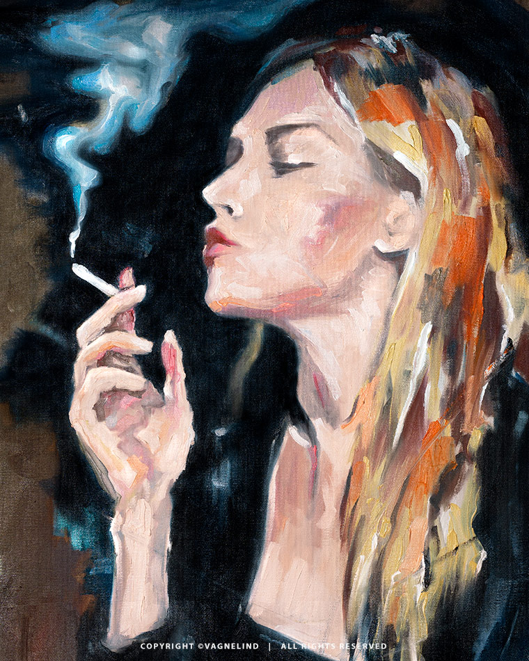 Original oil painting CONCRETE DIVA by Vagnelind, a modern female portrait.
