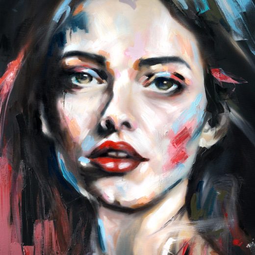 Original oil painting IZOLA by Vagnelind, a modern female portrait.