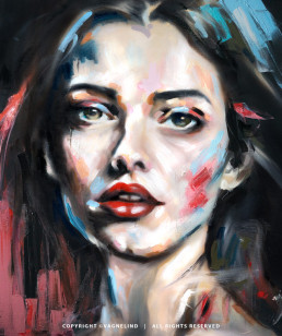 Original oil painting IZOLA by Vagnelind, a modern female portrait.