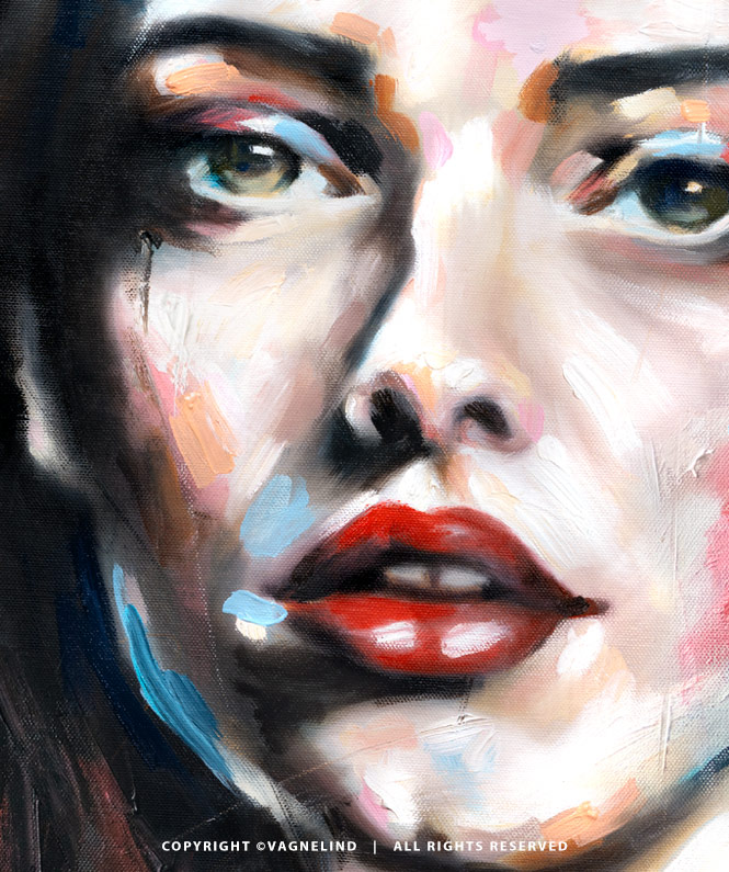 Original oil painting IZOLA by Vagnelind, a modern female portrait.