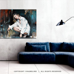 Original oil painting MIRA LUNE by Vagnelind, a modern female portrait.