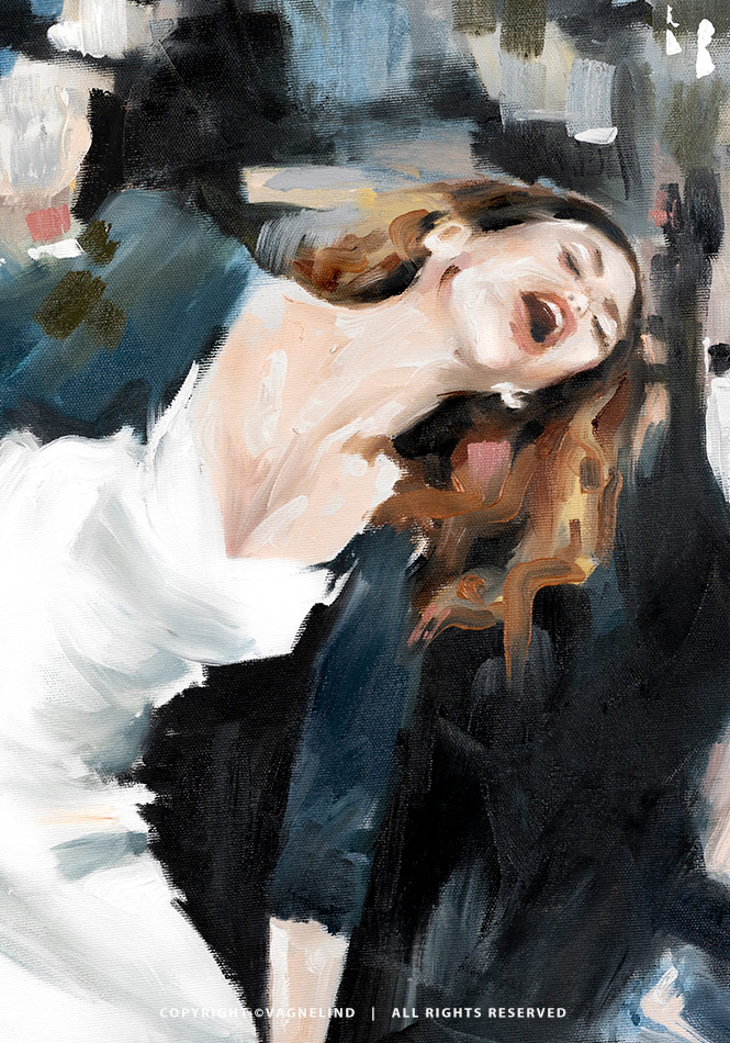 Original oil painting NOIR VEA by Vagnelind, a modern female portrait.