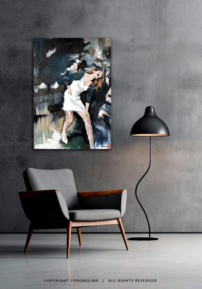 Original oil painting NOIR VEA by Vagnelind, a modern female portrait.
