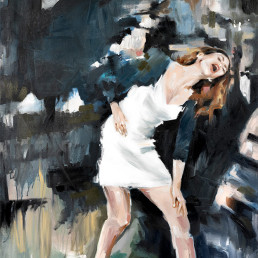 Original oil painting NOIR VEA by Vagnelind, a modern female portrait.