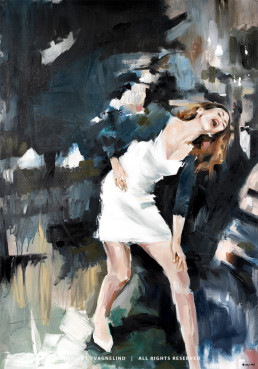 Original oil painting NOIR VEA by Vagnelind, a modern female portrait.