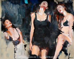 Original oil painting SEREIN ARIS by Vagnelind, a modern female portrait.