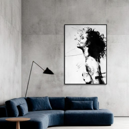 Original ink painting NOIR VEA by Vagnelind, a modern female portrait.