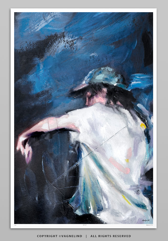 Limited Fine Art Edition MIDNIGHT MOTION by Vagnelind, a modern female portrait.